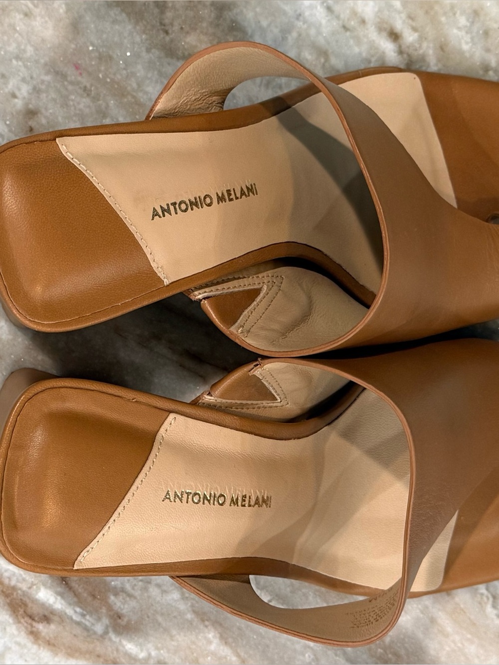 Women’s ANTONIO MELANI Murray camel brown leather toe loop sandals- Size 8.5 - Picture 4 of 7